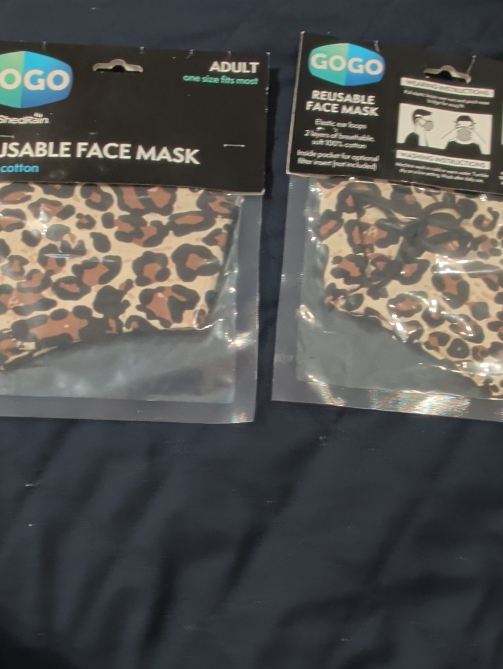 GOGO Leopard Print Reusable Face Masks - Brown, Black